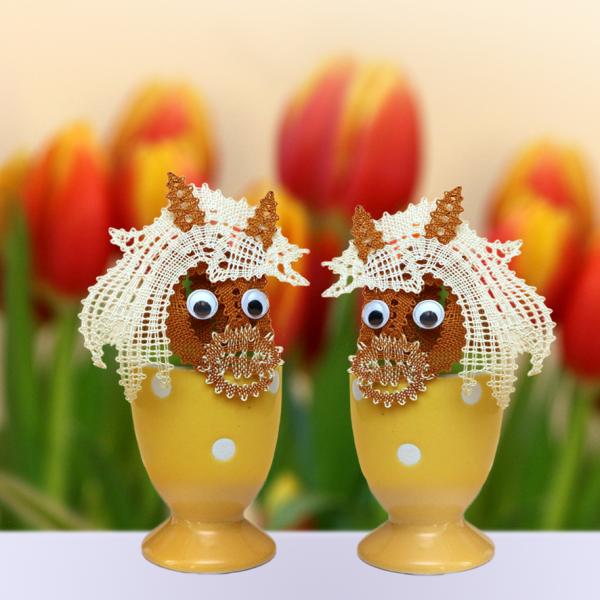 533 Klöppelbrief Hütchen „Pferdchen" für Eier